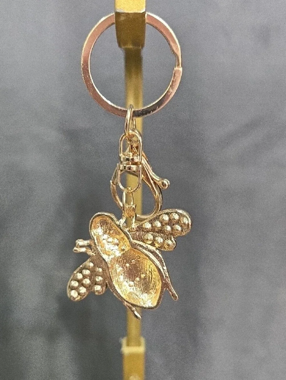 Gold Bee Keychain Bag Charm in Yellow and Black